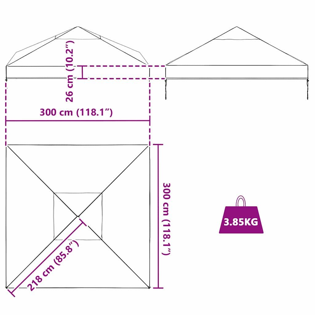 Ersatzbezug für Pavillon 300 x 300 x 26 cm Transparent PVC