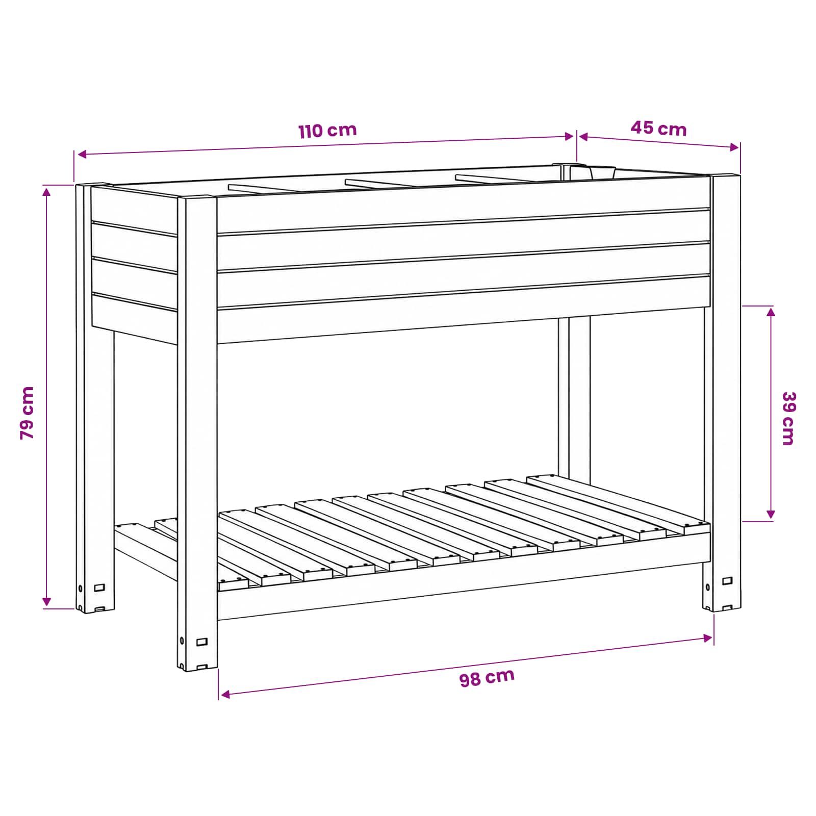 Hochbeet Weiß 110x45x79 cm Polypropylen