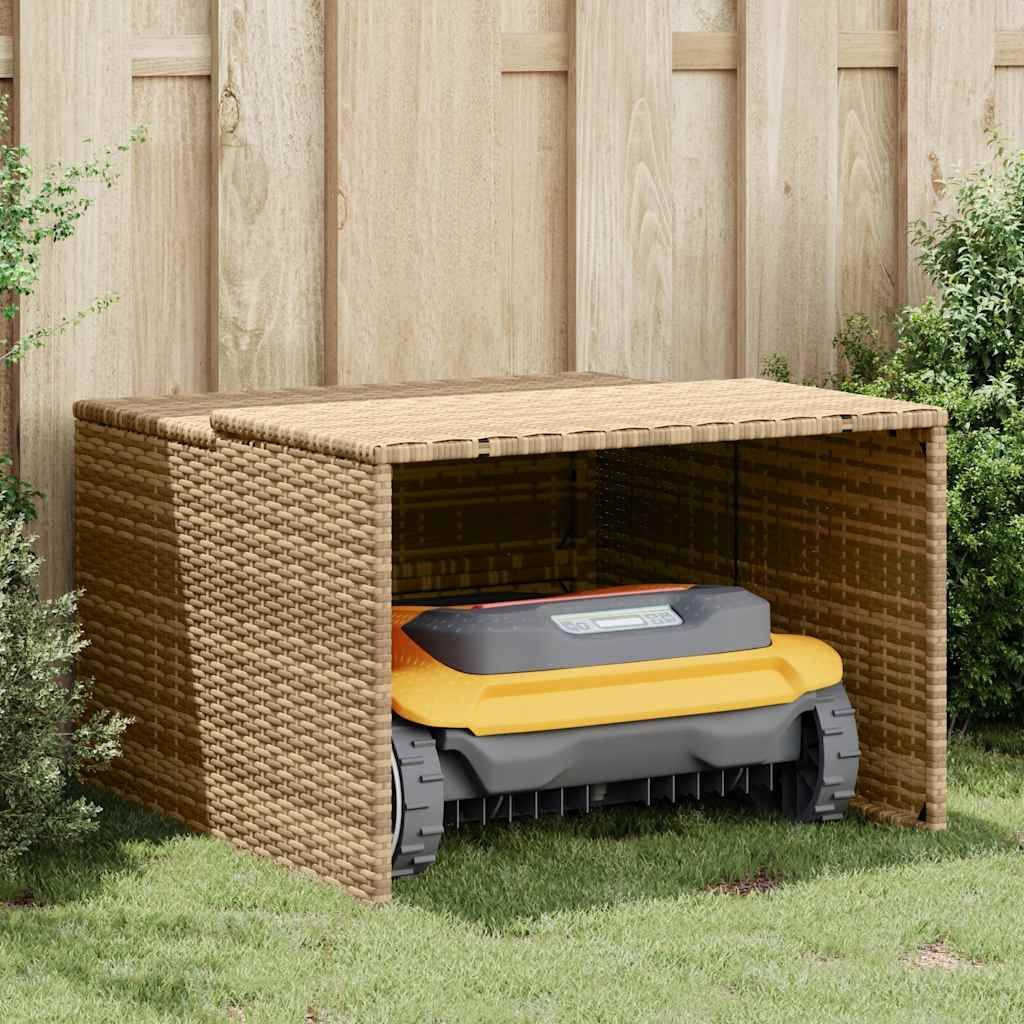 Mähroboter-Garage Beige 86x90x52/57 cm Poly Rattan