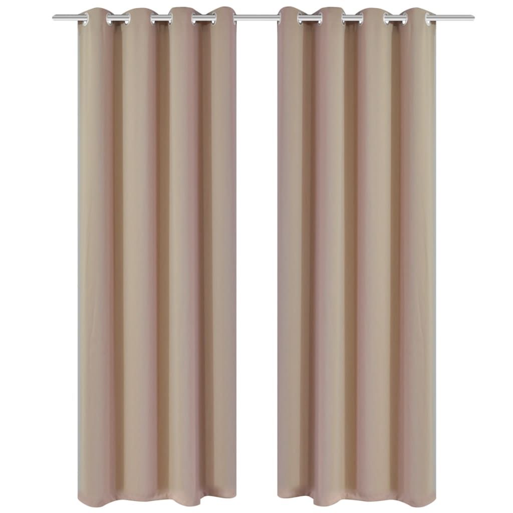 Verdunkelungs-Vorhänge mit Metallringen 135 x 245 cm Creme blackout