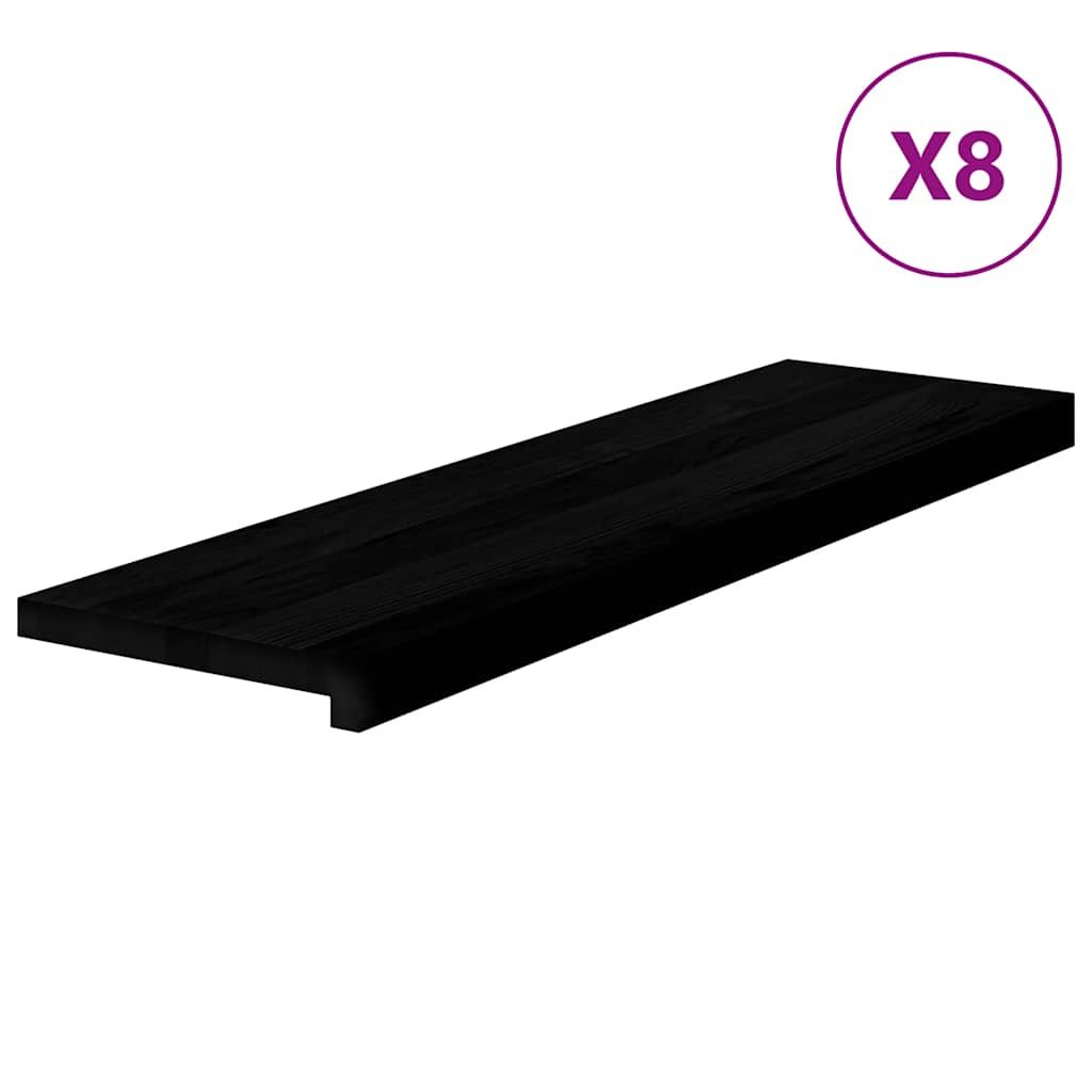 Treppenstufen 8 Stk. Braun-Schwarz 90x25x2 cm Massivholz Eiche