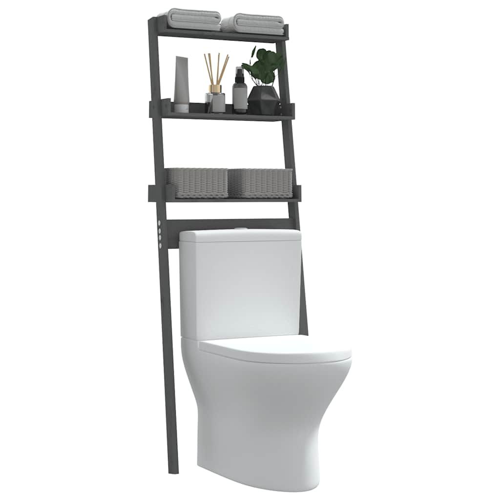 Toilettenregal Grau 63,5x32x179 cm Massivholz Kiefer