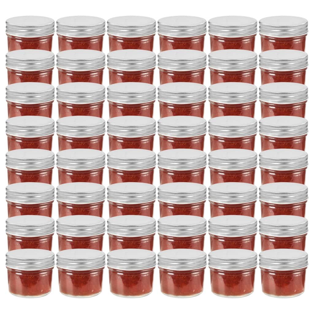 Marmeladengläser mit Silbernen Deckeln 48 Stk. 110 ml