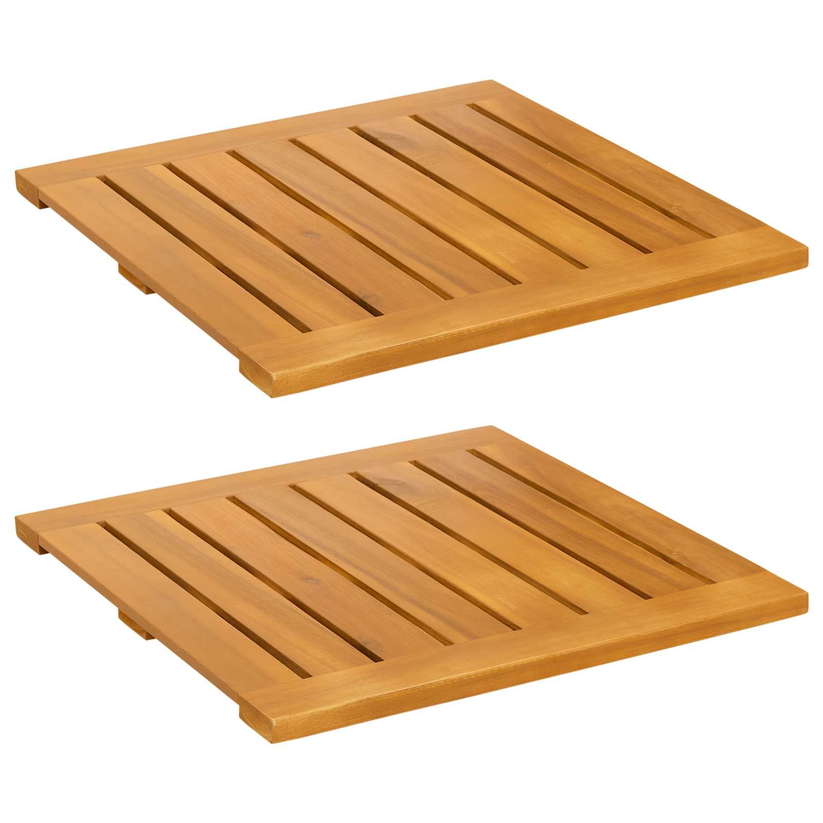 Badematte Uni Braun 50 x 50 cm Holz