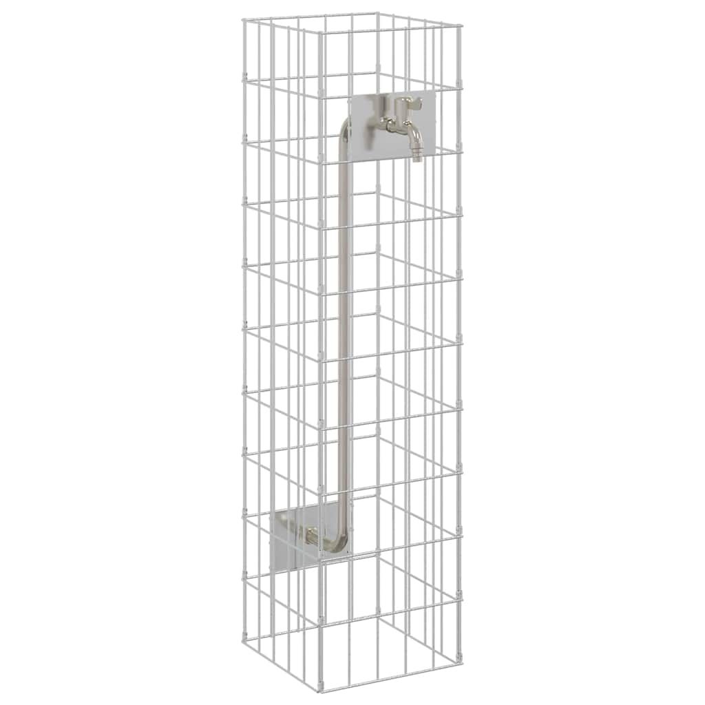 Gabionen Wasserhahn Silber 25 x 25 x 100 cm Edelstahl