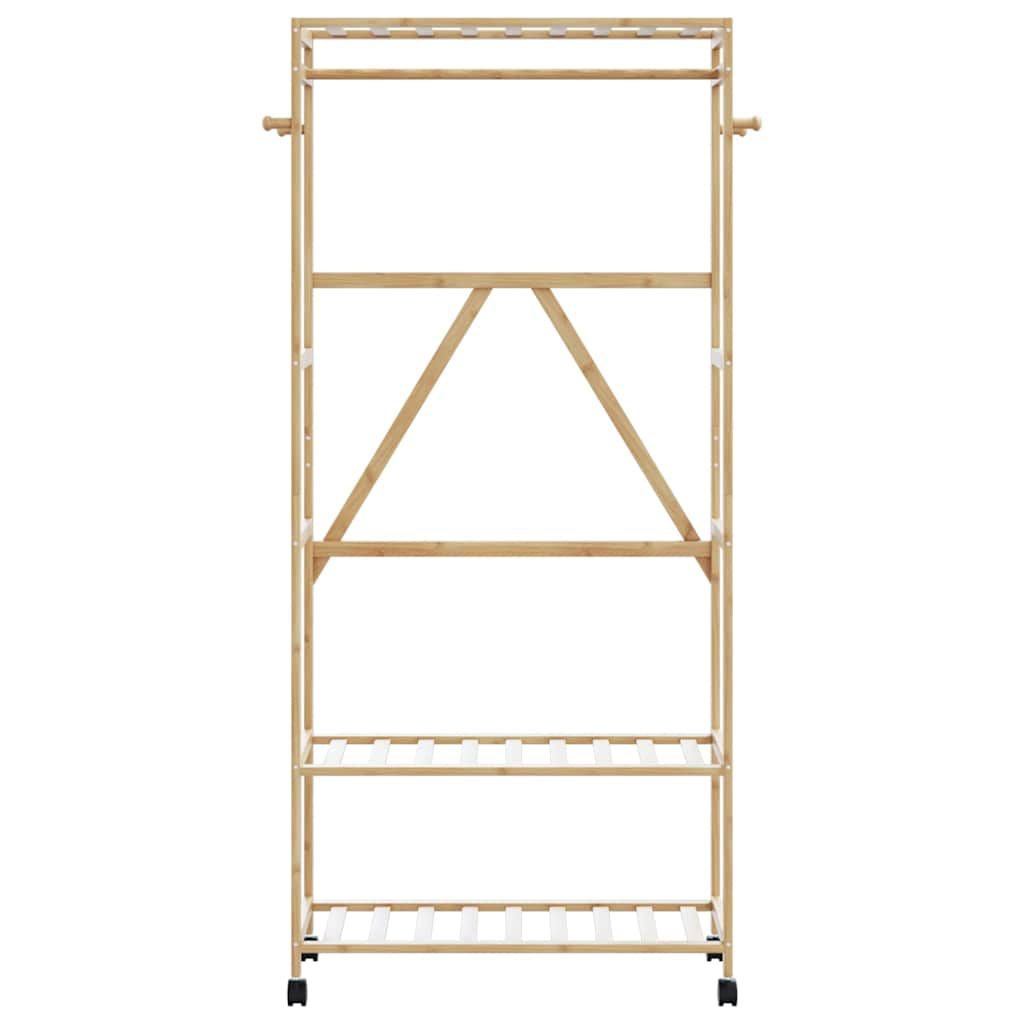 Kleiderständer mit Ablagen und Rollen 90x40x179,5 cm Bambus