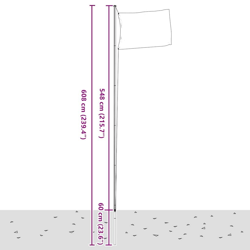 Flagge Polens mit Mast 6,08 m Aluminium