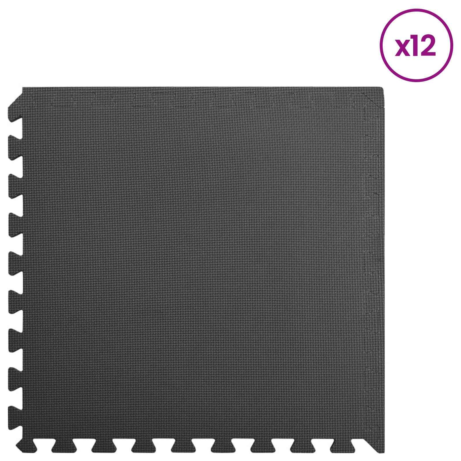 Pool Bodenschutzmatte 12 stk. Schwarz 4,32 ㎡ EVA-Schaum