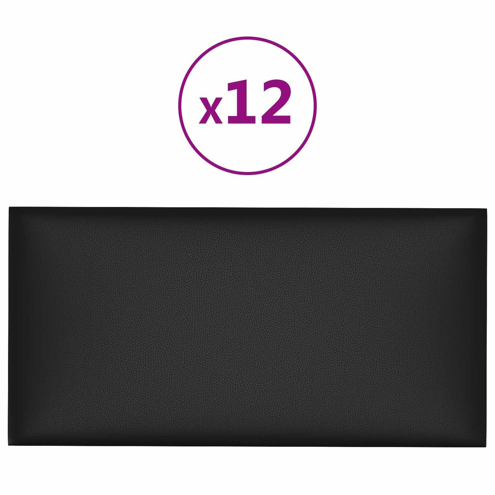 Wandkopfteilen 12 pcs Schwarz 30 x 15 cm Stoff