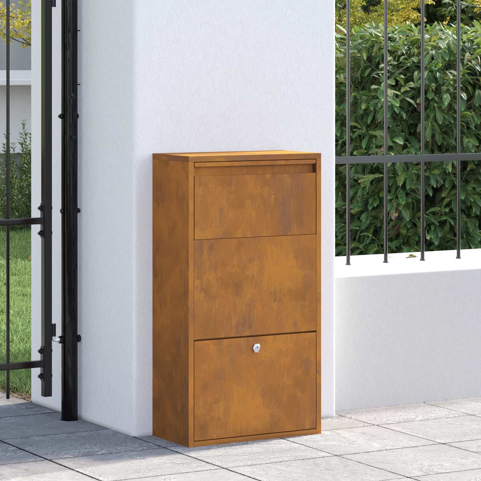 Paketdrop-Box mit Tür Rostig 44 x 22 x 82 cm Wetterfeststahl