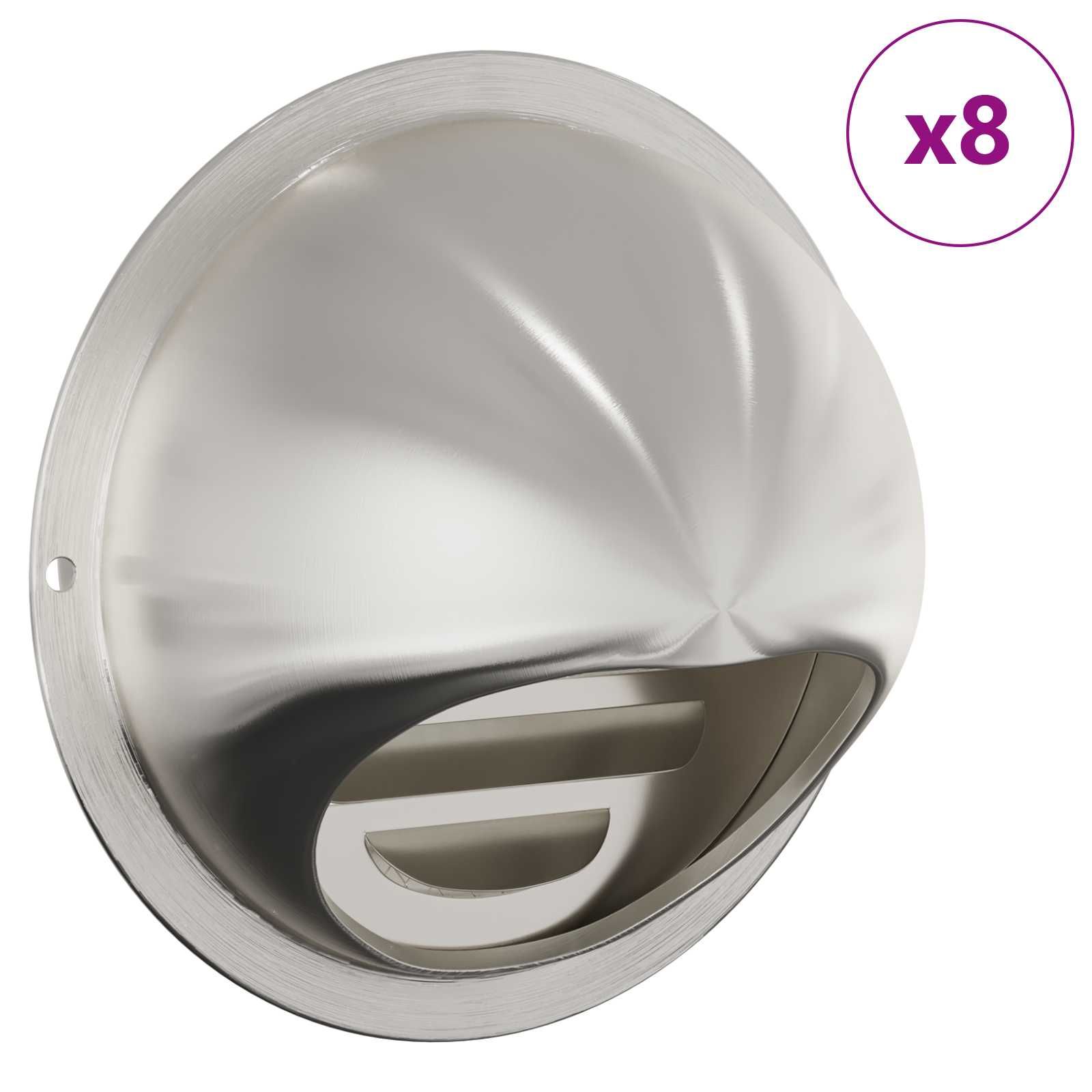 Lüftungsgitter 8 Stk. Silber 80 mm Edelstahl
