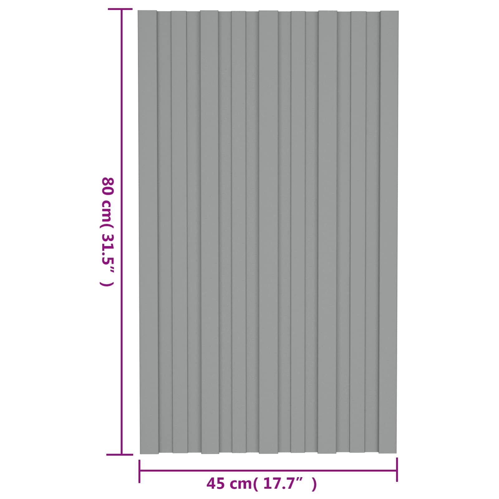 Dachpaneel 12 pcs Grau 80 x 45 cm Verzinkter Stahl