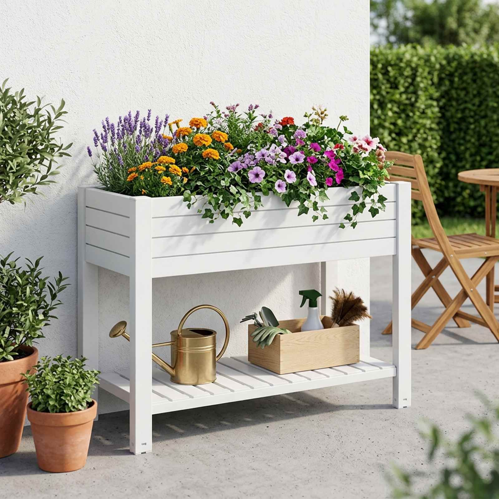 Hochbeet Weiß 110x45x79 cm Polypropylen