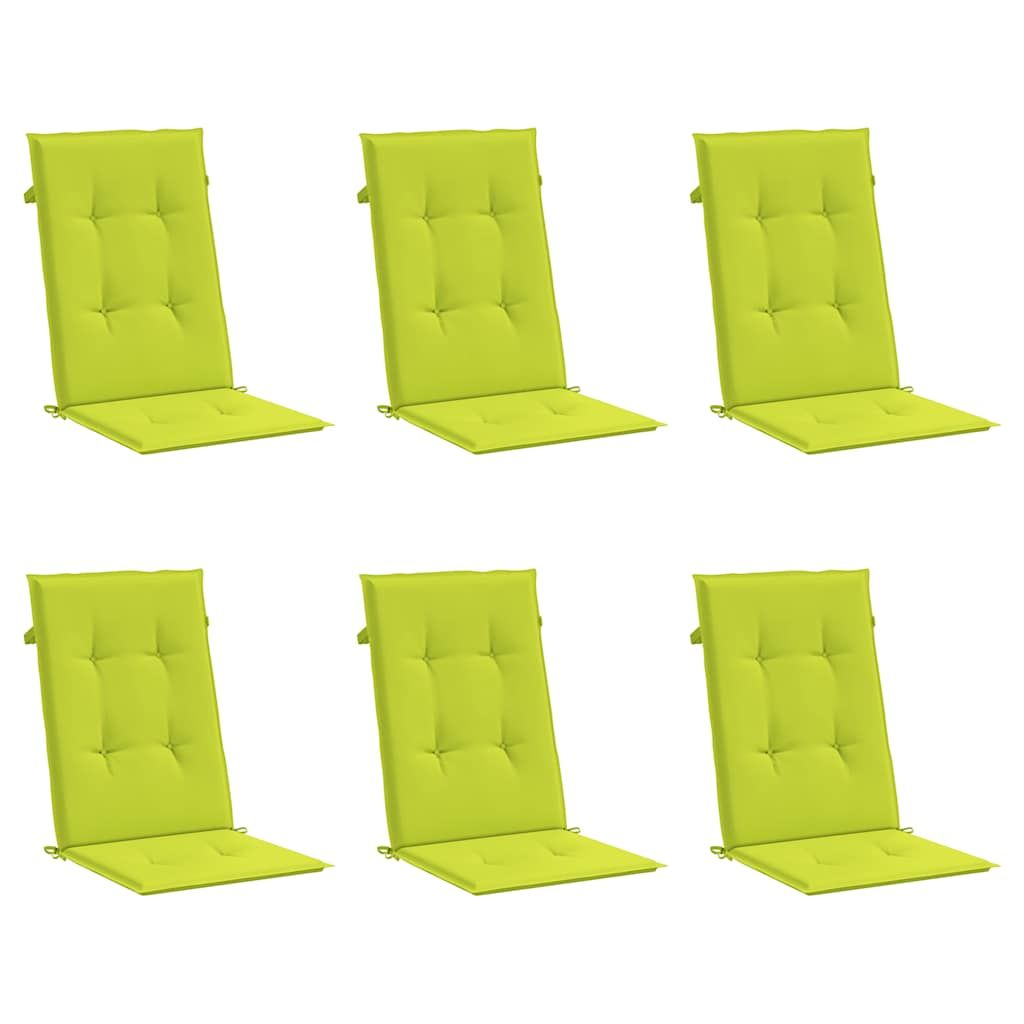 Gartenstuhlauflagen für Hochlehner 6 Stk. Knallgrün 120x50x3 cm