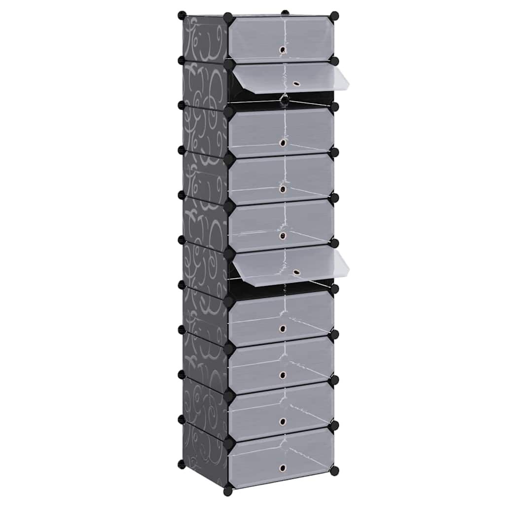 Schuh-Organizer Zusammenklappbar mit 10 Fächern Schwarz