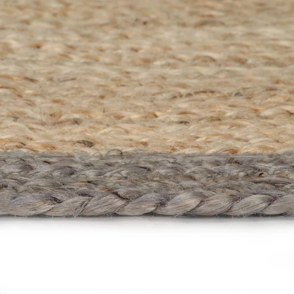 Teppich Handgefertigt Jute mit Grauem Rand 90 cm