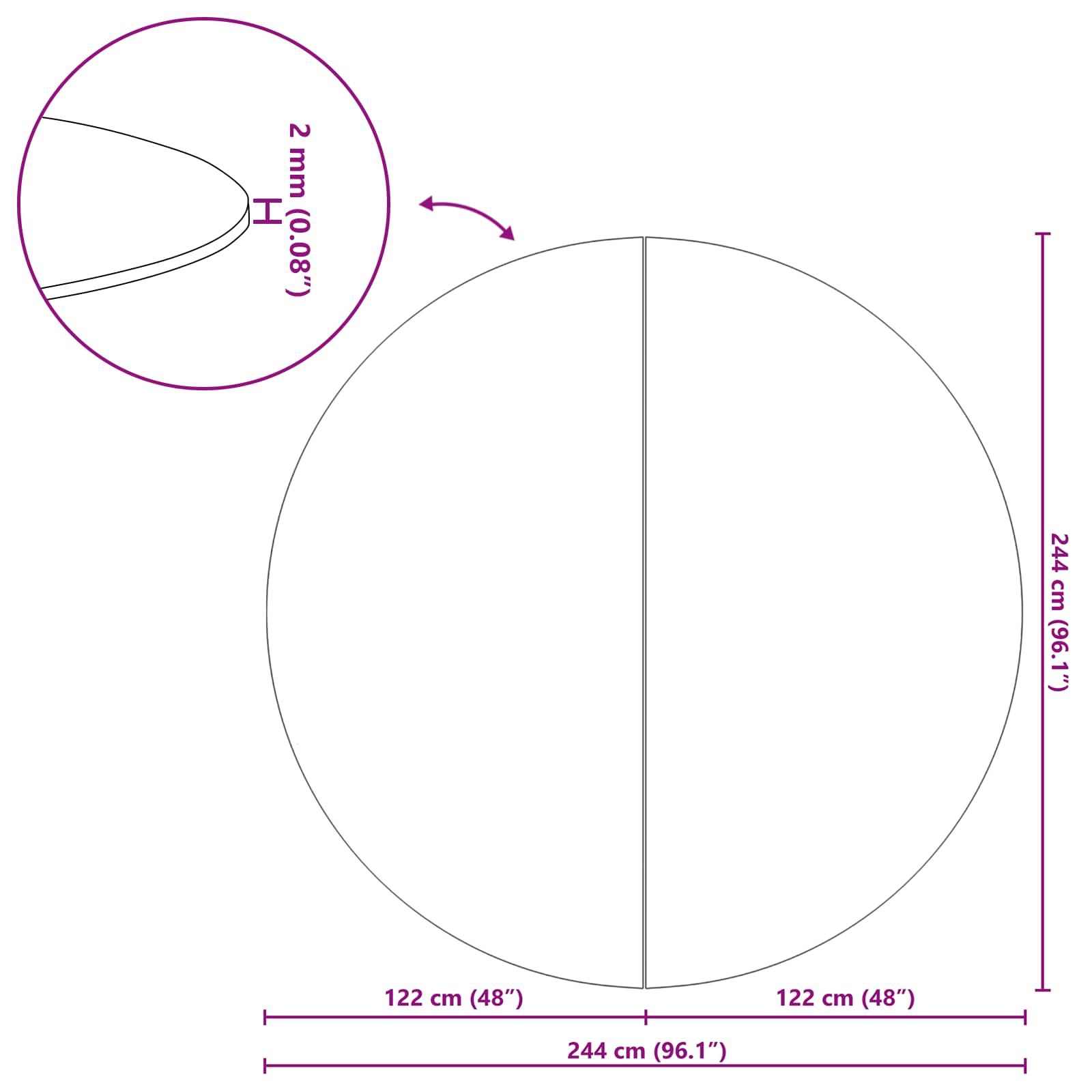Bodenfolie für Pools Ø 244 cm (1 mm) Rund Vliesstoff Schwarz