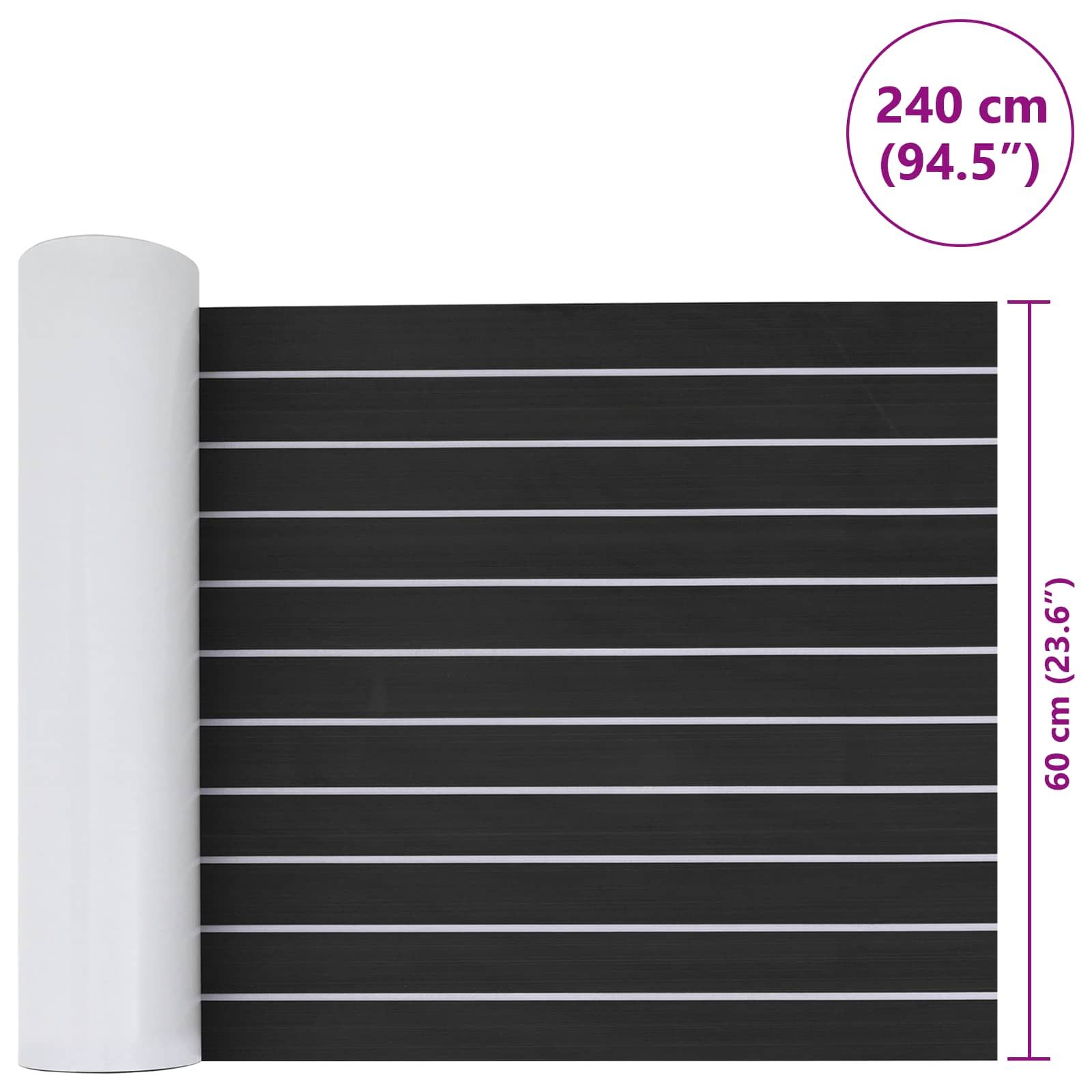Bootsmatte Gestreift Dunkelgrau und Weiß 240 x 60 cm EVA