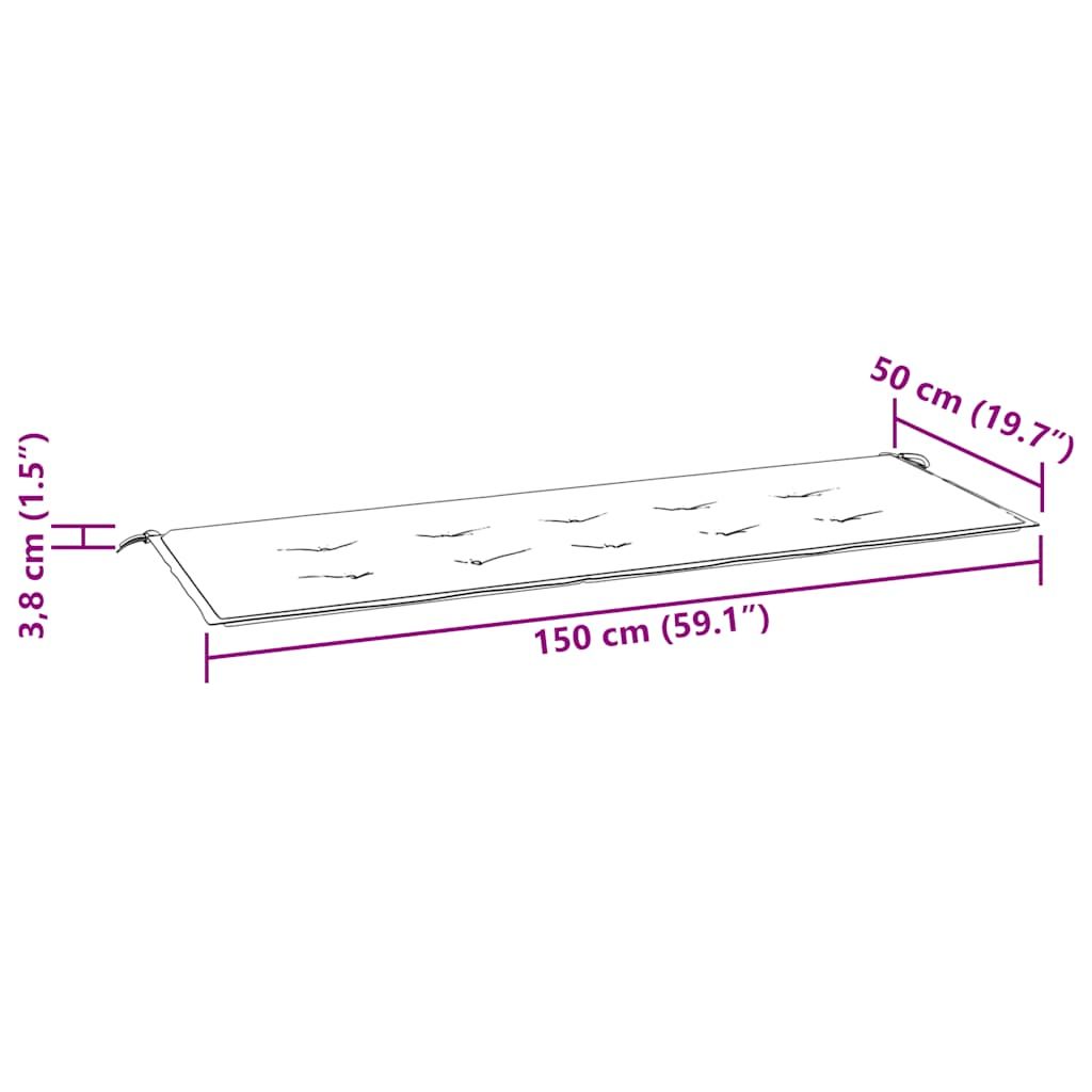 Gartenbank-Auflage Grau Karomuster 150x50x4 cm Oxford-Gewebe