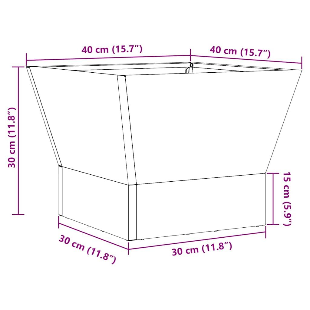 Feuerstelle Rostoptik 40 x 40 x 35 cm Wetterfeststahl