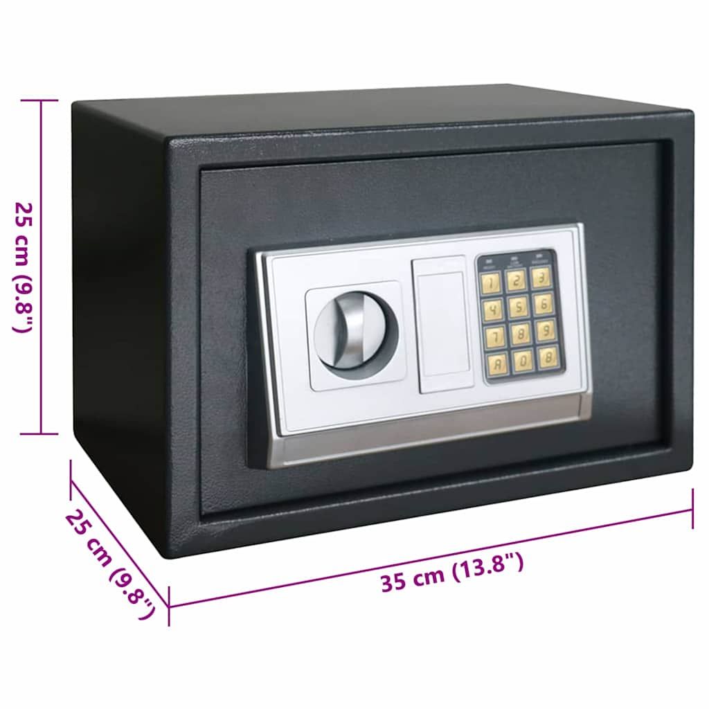 Digitaler Safe mit Schloss Dunkelgrau 35 x 25 x 25 cm Stahl
