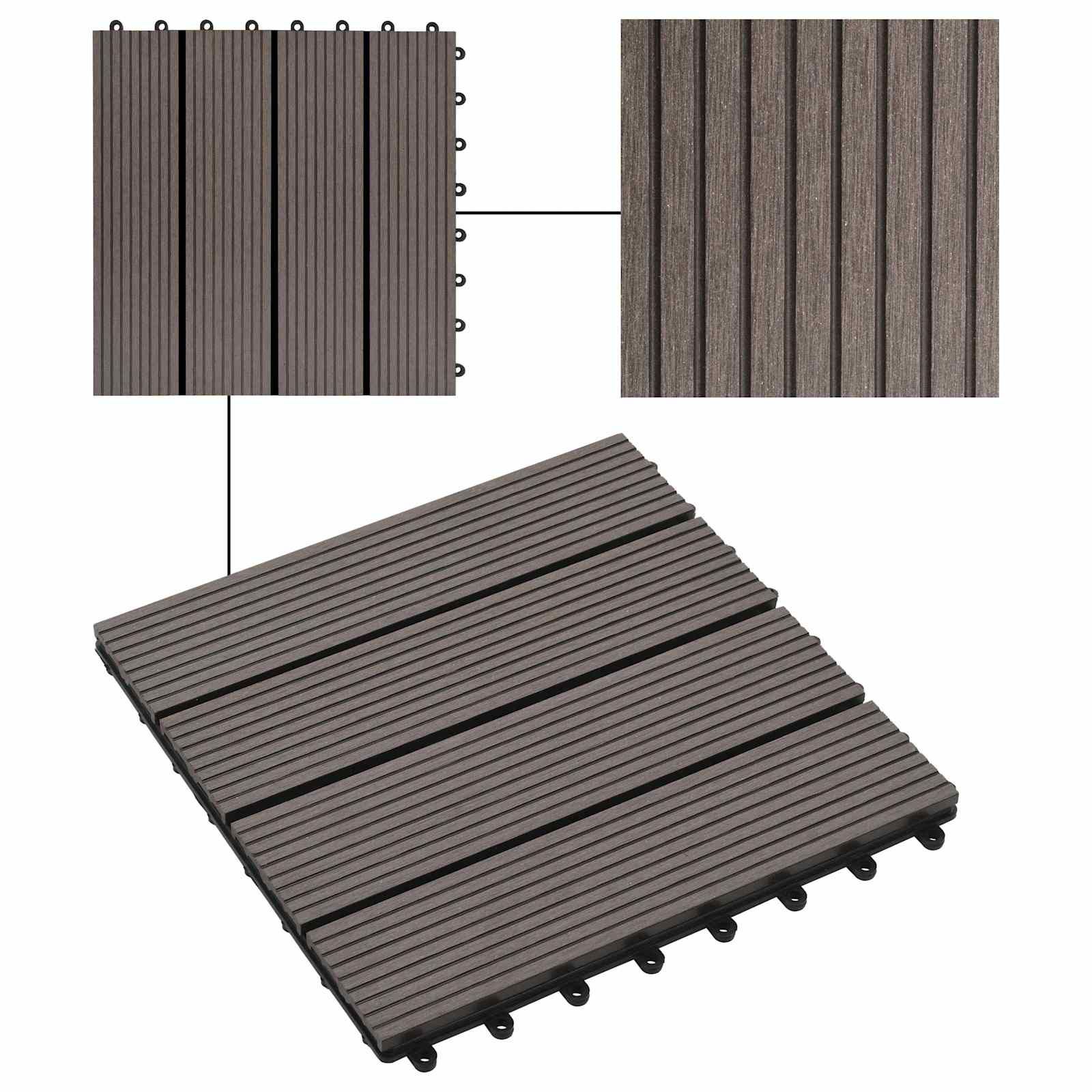 Terrassenfliese 22 stk. Dunkelbraun 30 x 30 cm WPC