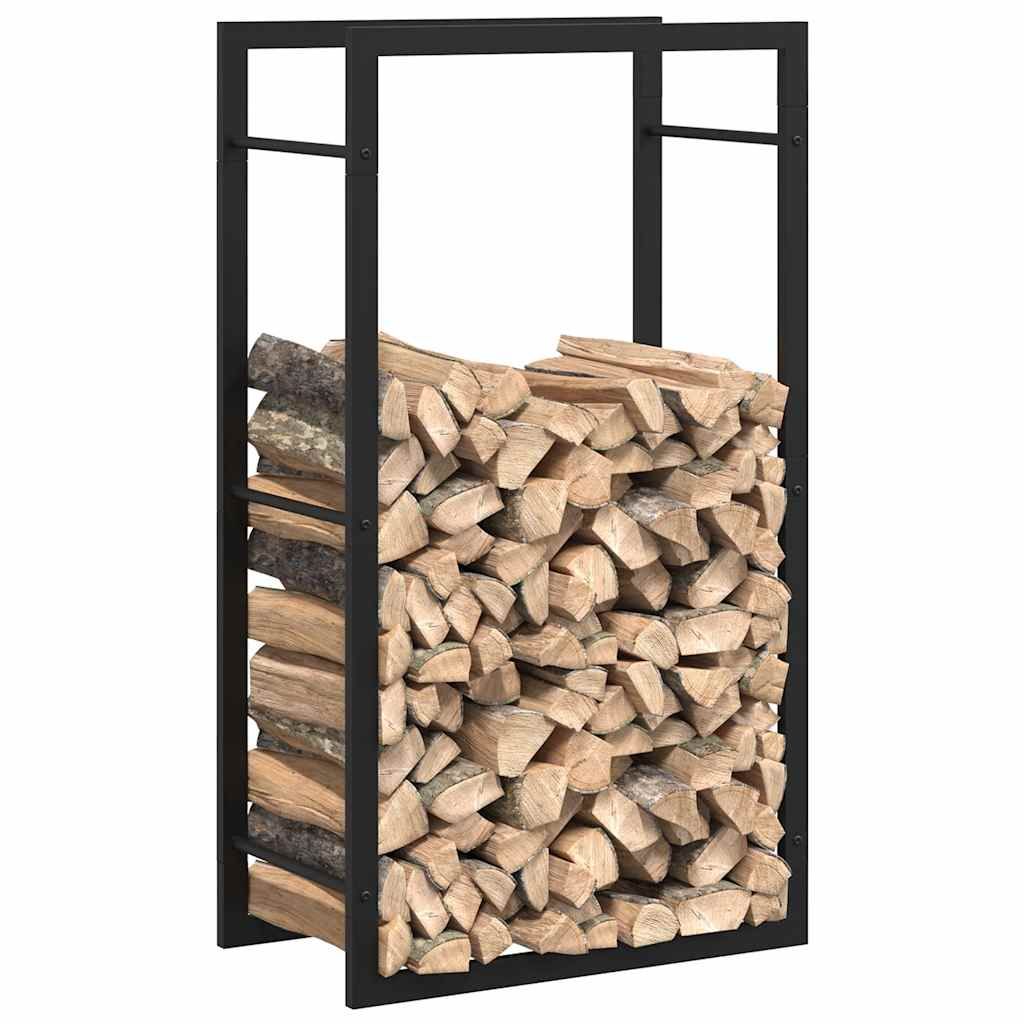 Brennholzregal Mattschwarz 50x28x94 cm Stahl