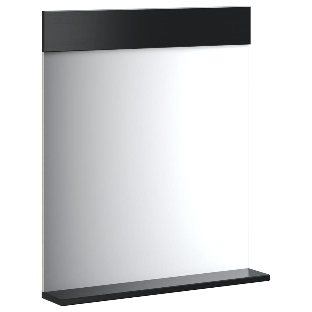 Badspiegel mit Ablage BERG Schwarz 60x12x70 cm Massivholz