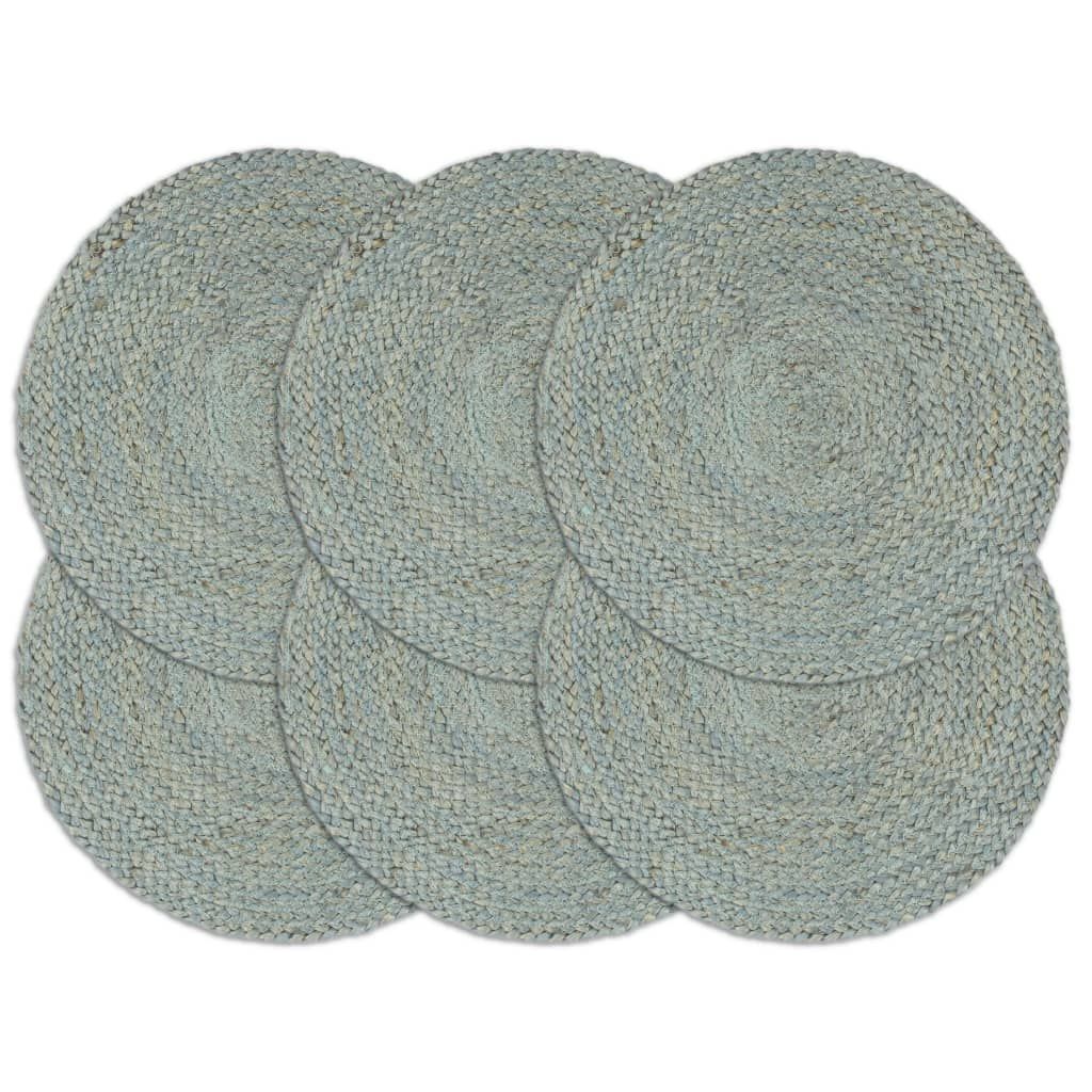 Tischsets 6 Stk. Uni Olivgrün 38 cm Rund Jute