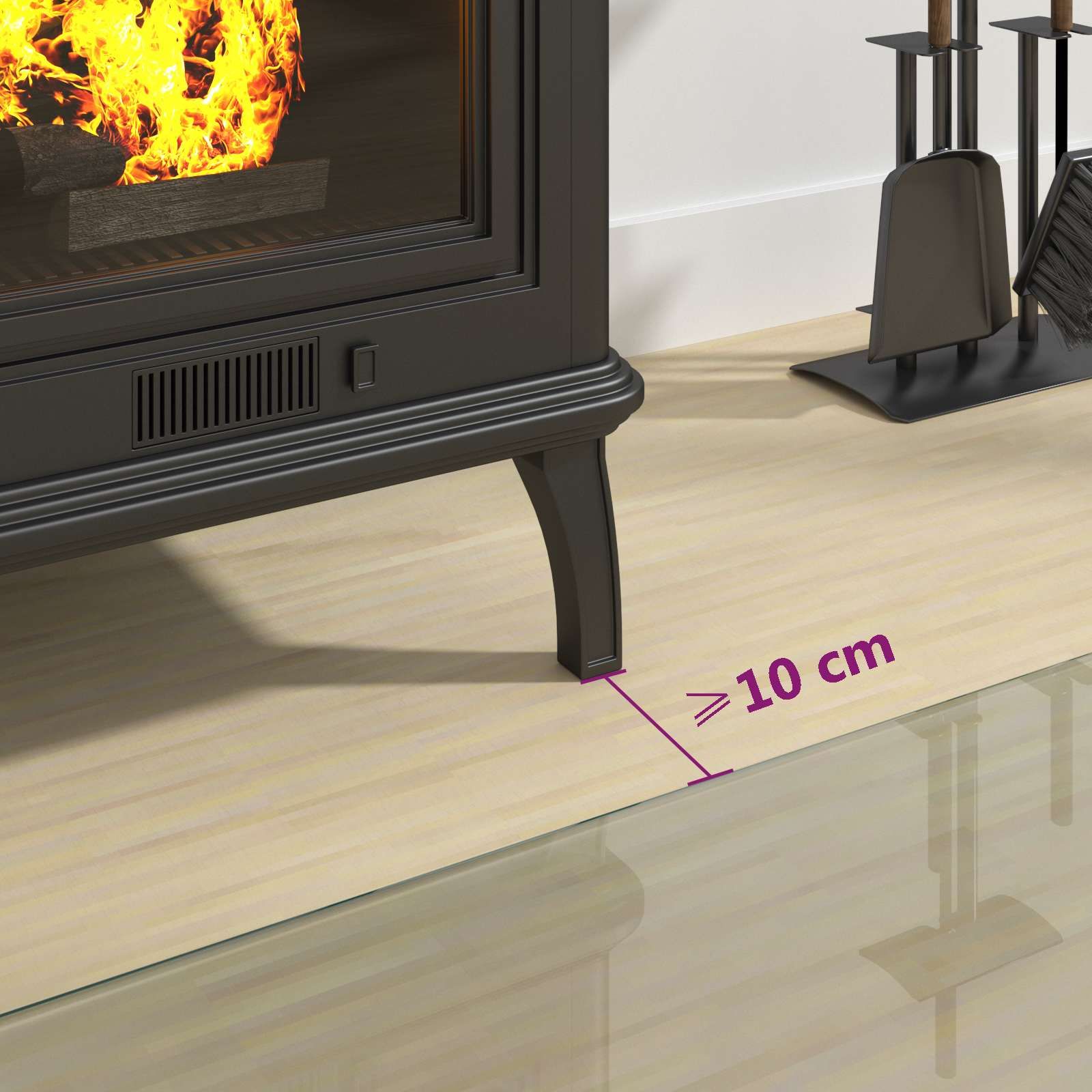 Feuerstelle Glasplatte Transparent 80 x 50 cm Glas
