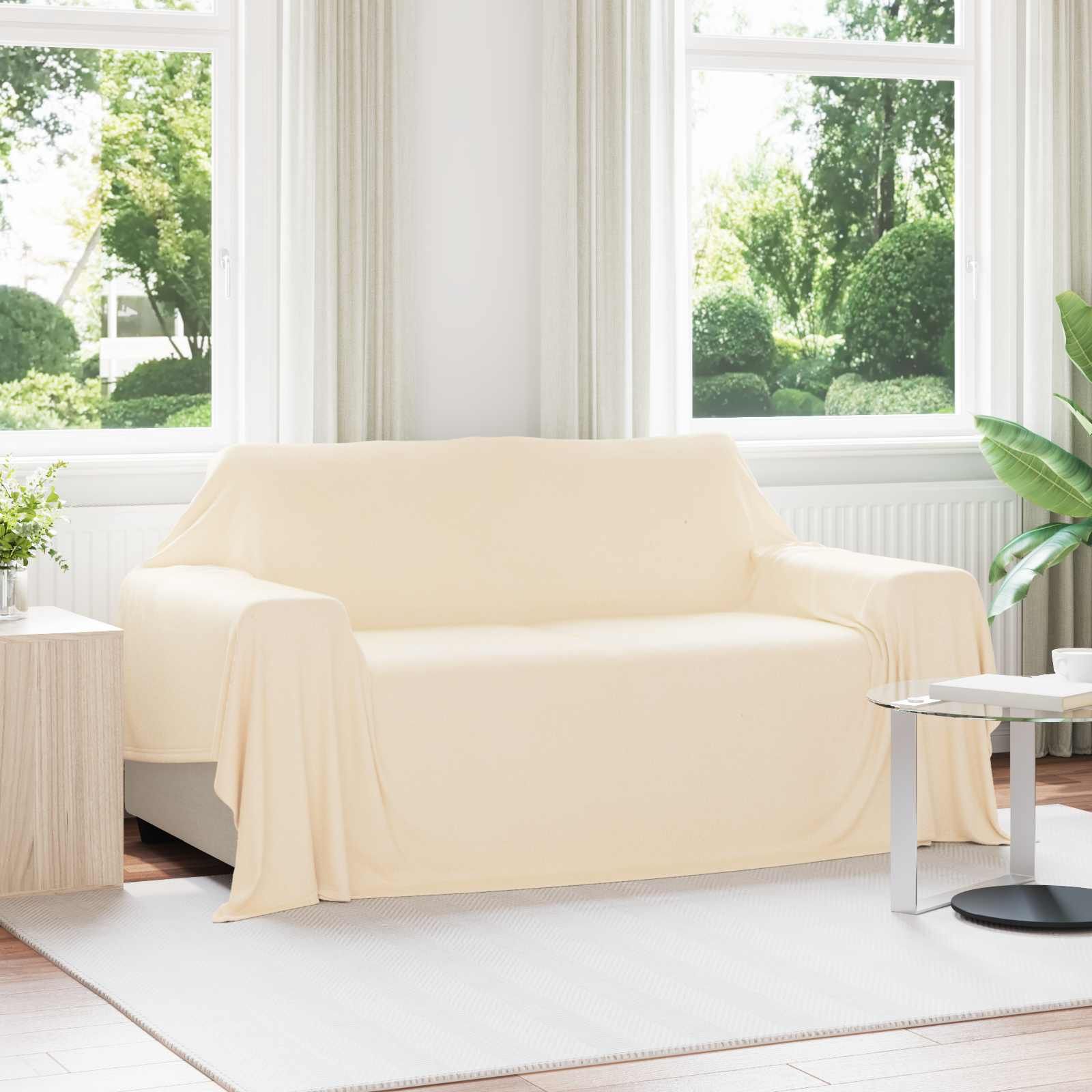 Überwurfdecke Creme 280 x 210 cm Fleece