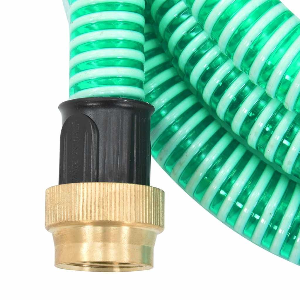 Saugschlauch mit Messing-Anschlüssen Grün 1,1" 3 m PVC