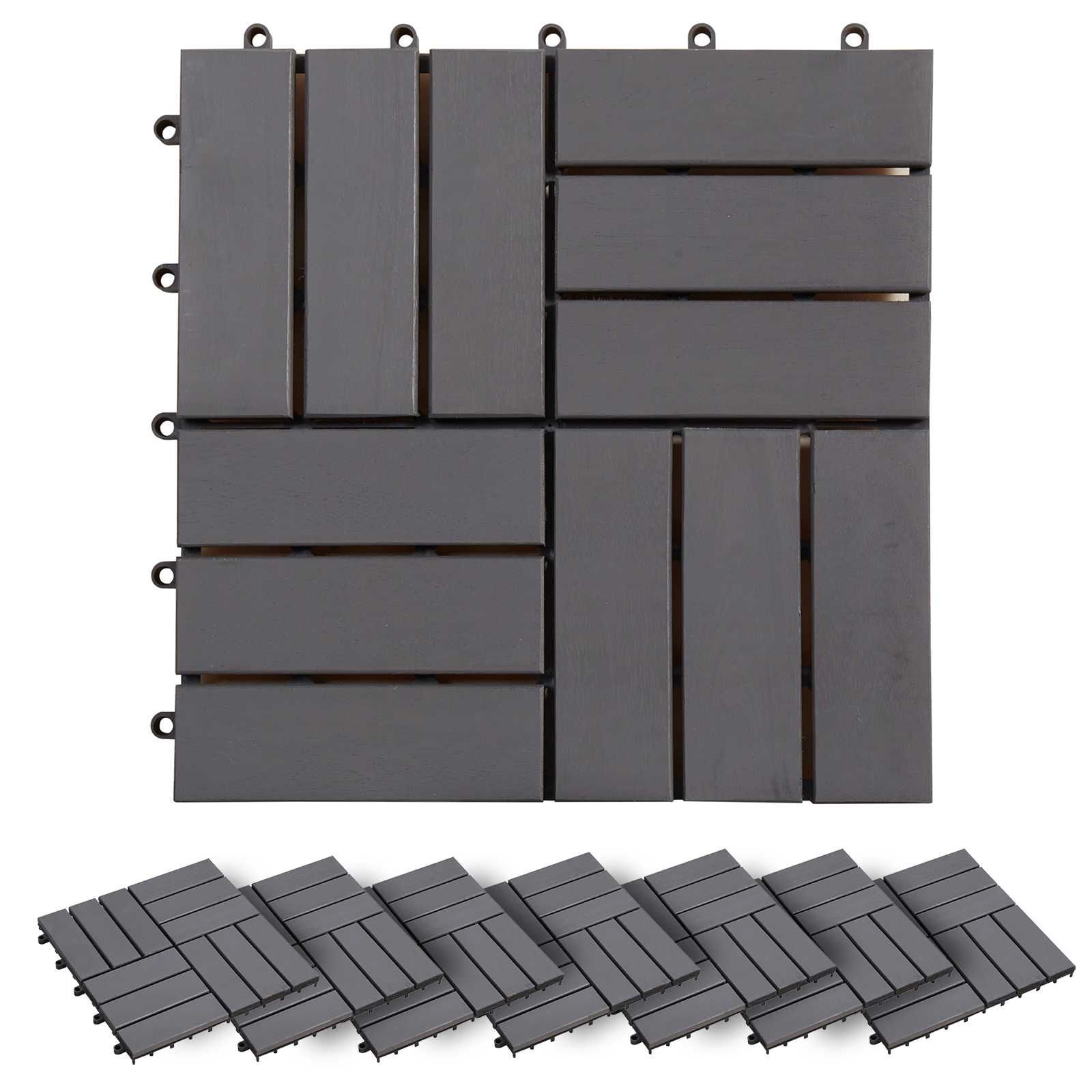 Terrassenfliese 30 pcs Grau 30 x 30 cm Akazien-Hartholz