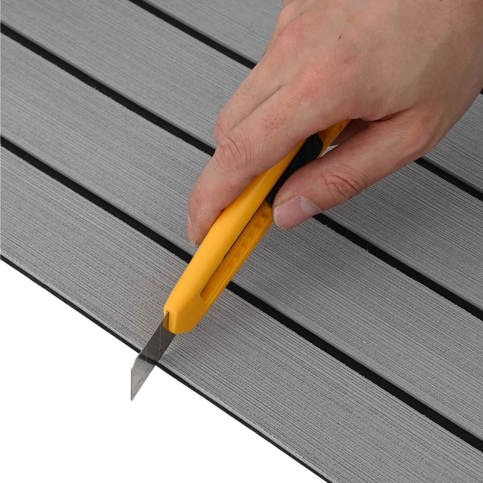 Bootsmatte Gestreift Hellgrau und Schwarz 240 x 60 cm EVA