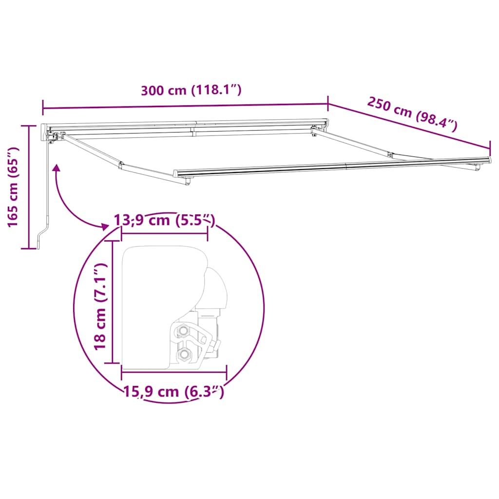 Manueller Markisenrahmen 3 x 2,5 m Anthrazit