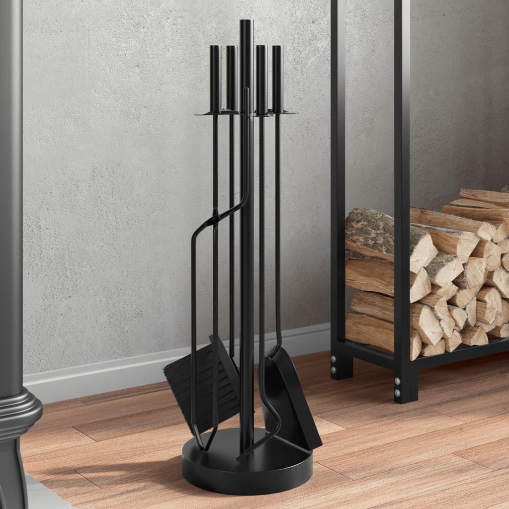 5-teiliges Kaminbesteck-Set 18 x 66 cm Stahl