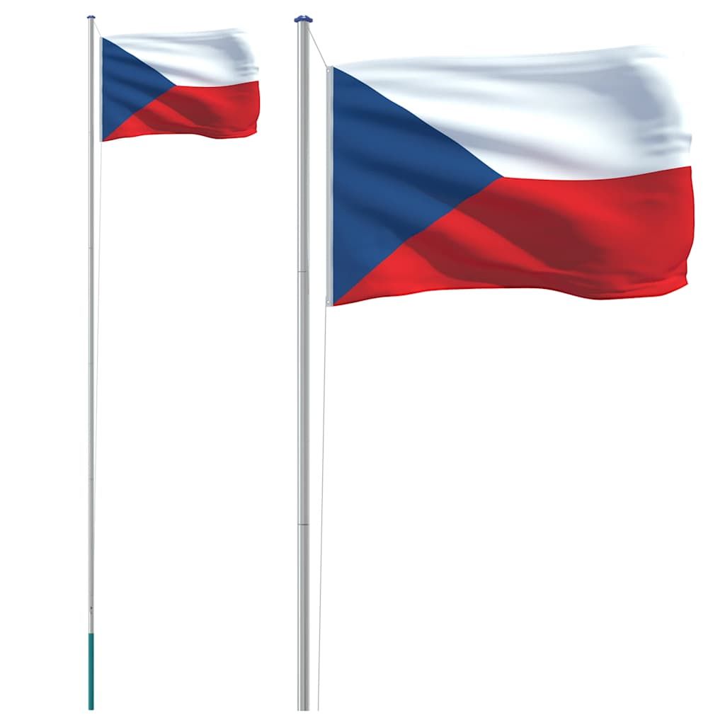 Tschechische Flagge mit Mast 6,08 m Aluminium