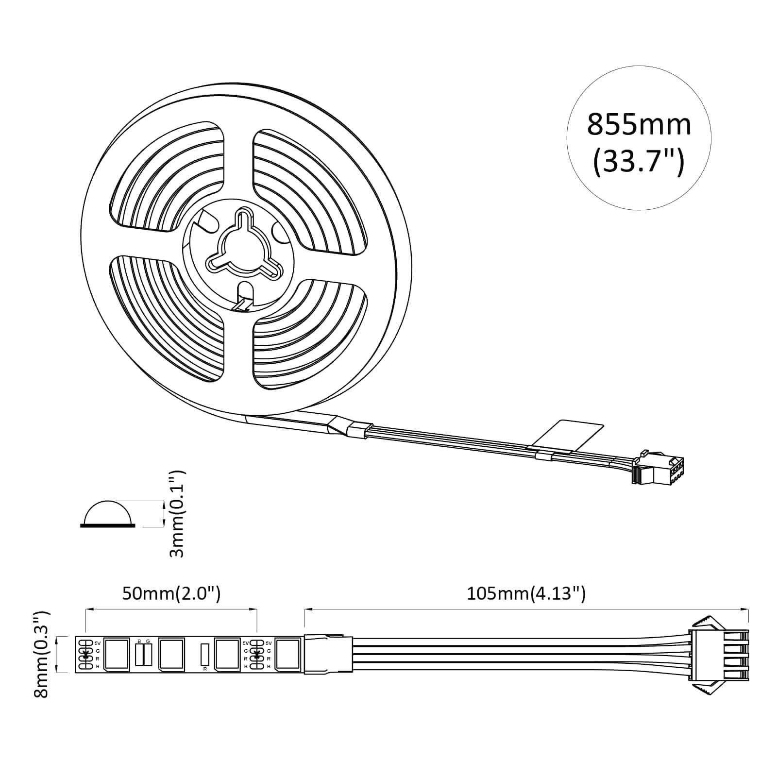LED Streifen 2 pcs Schwarz und Transparent 750 mm