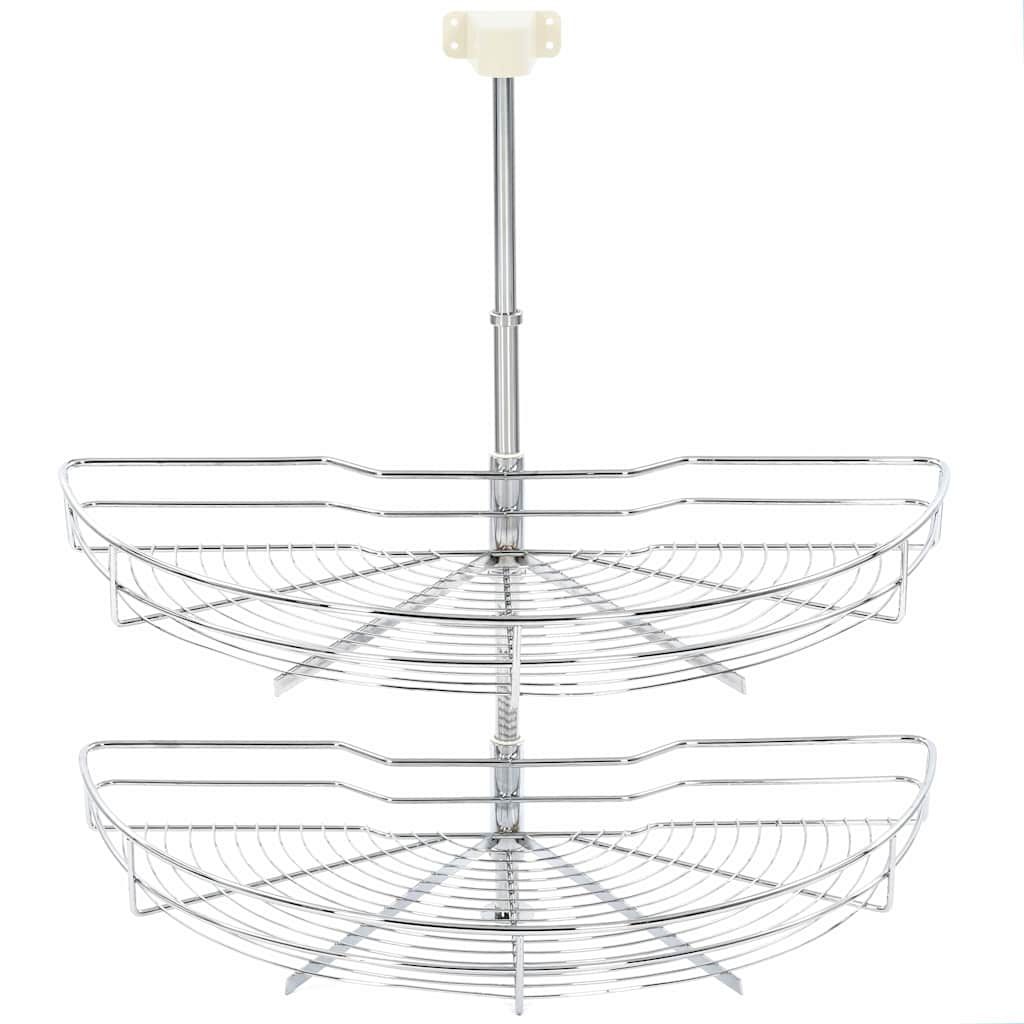 2-stufiger Küchen-Drahtkorb Silbern 180 Grad 75x38x80 cm