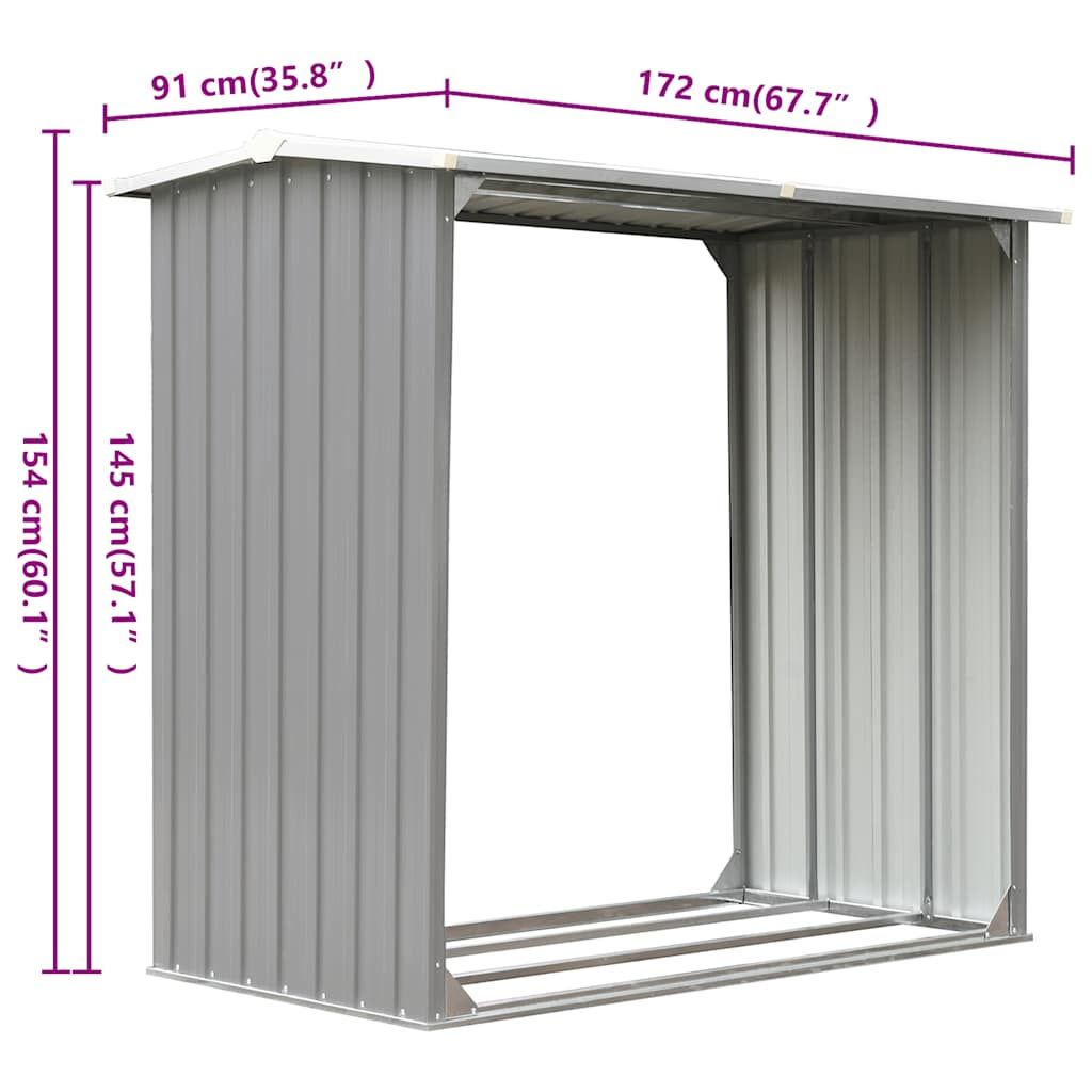 Brennholzlager Verzinkter Stahl 172 x 91 x 154 cm Grau