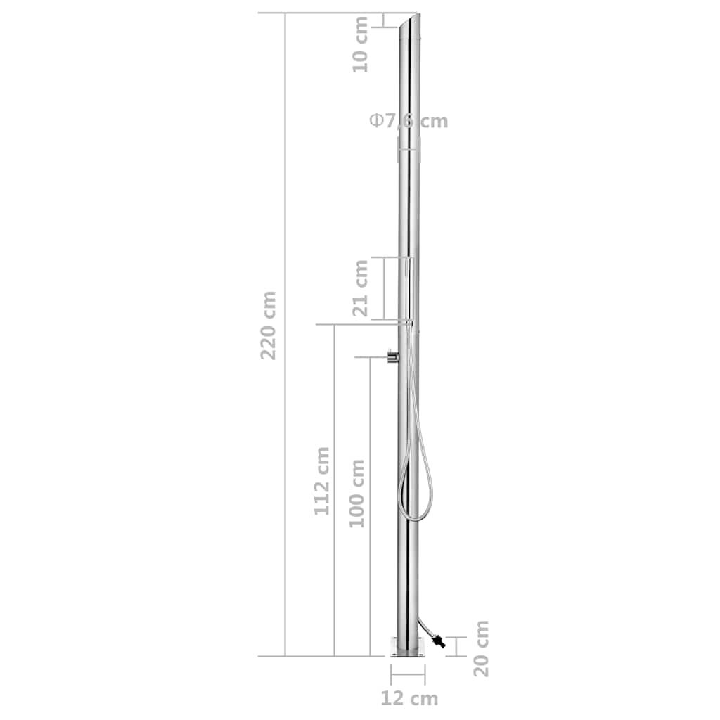 Gartendusche mit Brauner Bodenplatte 225 cm Edelstahl