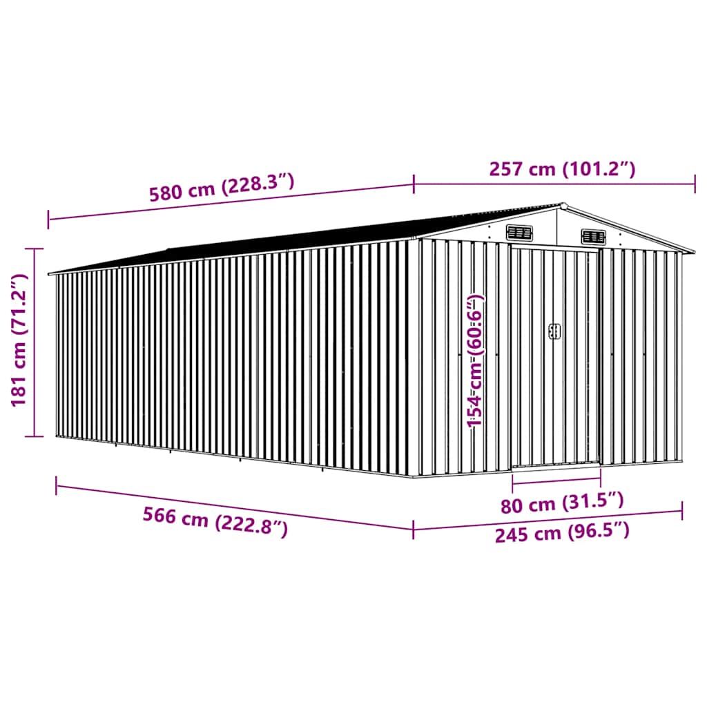Gerätehaus 257x580x181 cm Metall Braun