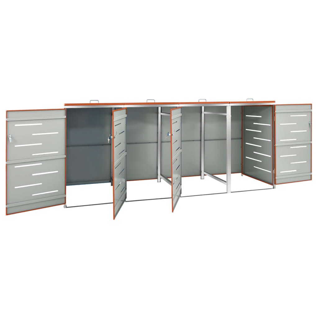 Mülltonnenbox für 4 Tonnen 276,5x77,5x112,5 cm Edelstahl