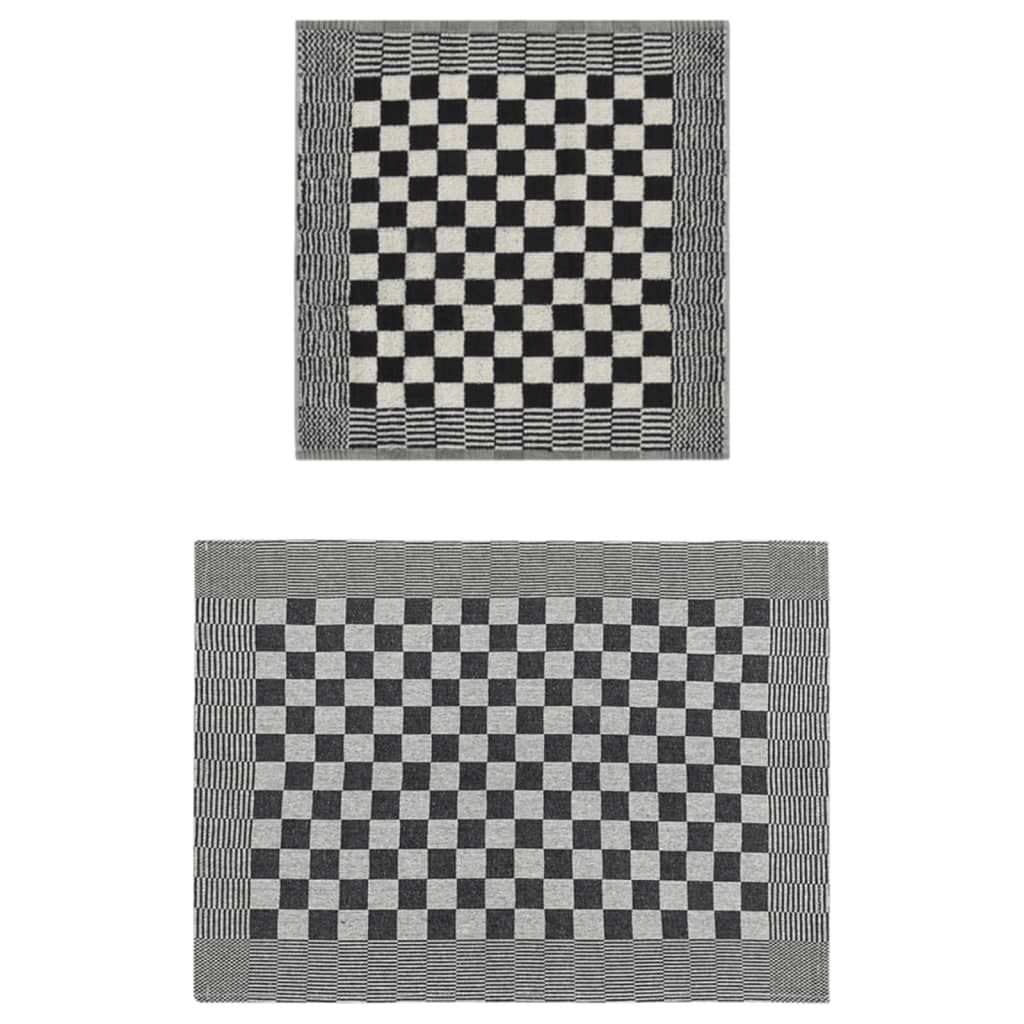 50-tlg. Handtuch-Set Schwarz und Weiß Baumwolle