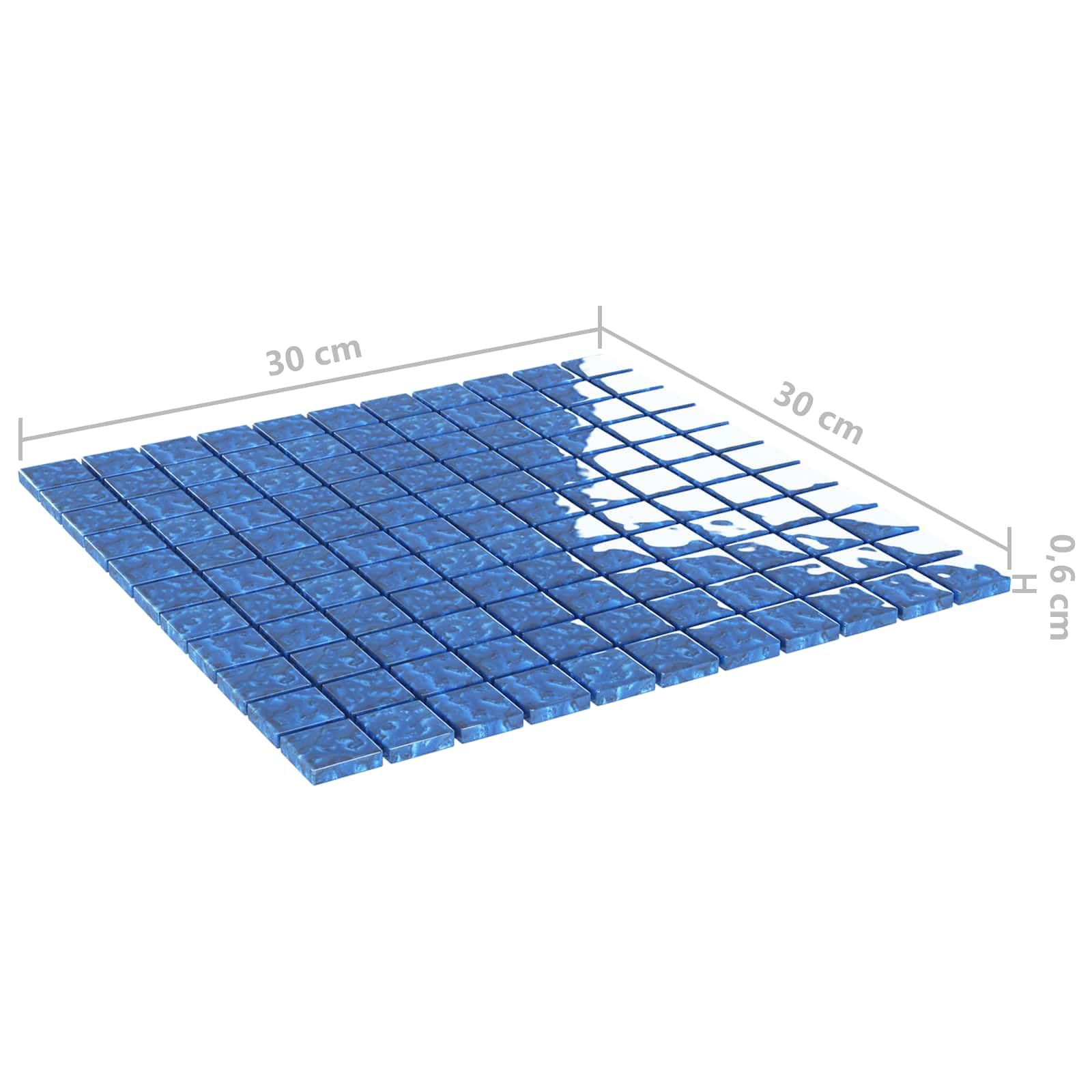 Mosaikfliese 11 pcs Blau 50 x 50 cm Glas
