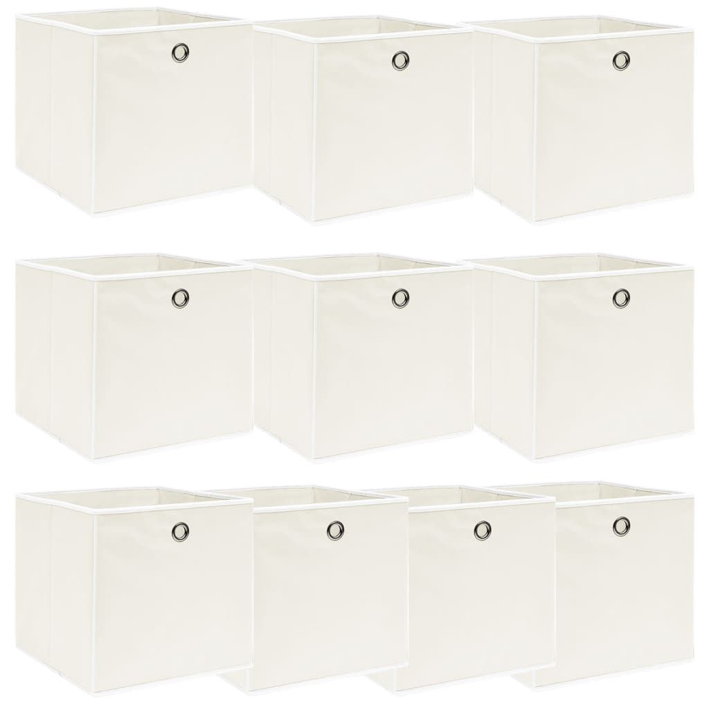 Aufbewahrungsboxen 10 Stk. Weiß 32x32x32 cm Stoff