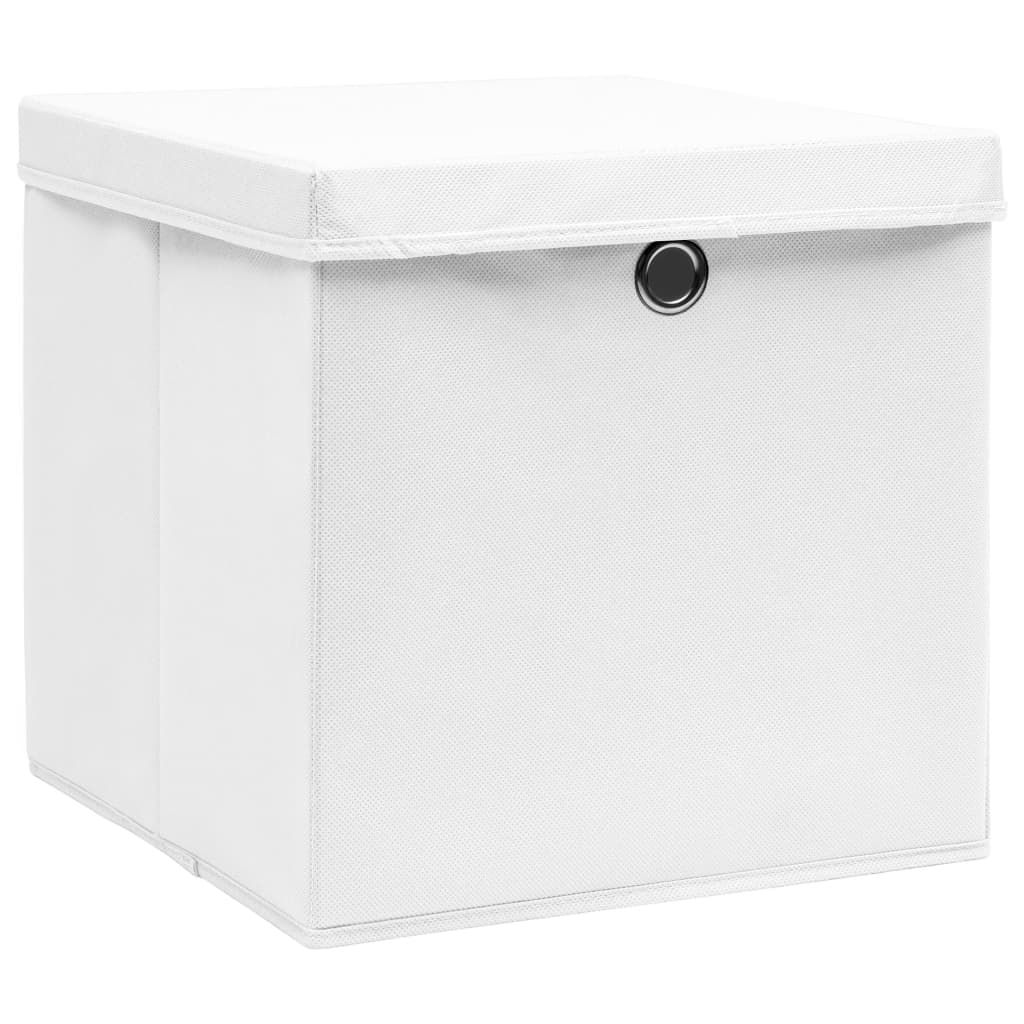 Aufbewahrungsboxen mit Deckeln 10 Stk. Weiß 32x32x32 cm Stoff
