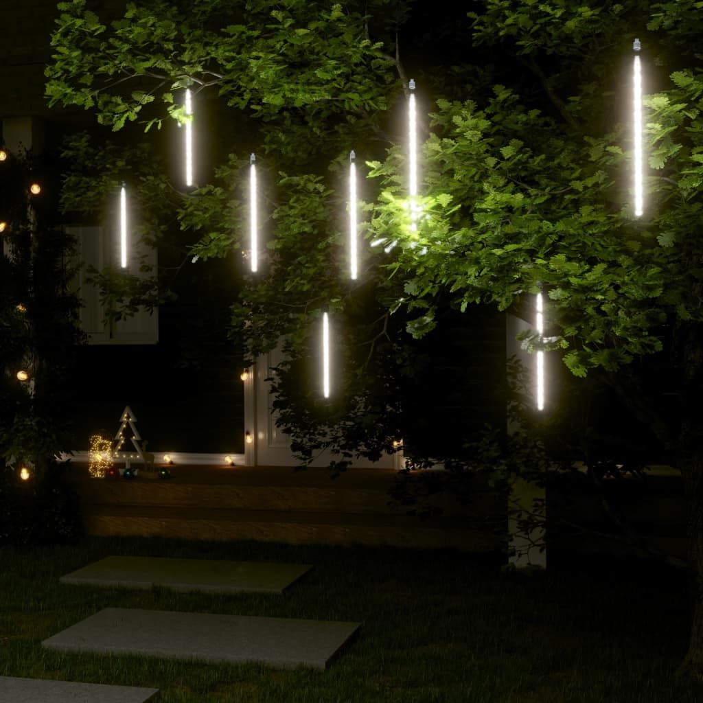LED Meteor-Lichter 8 Stk. 30 cm Kaltweiß 192 LEDs