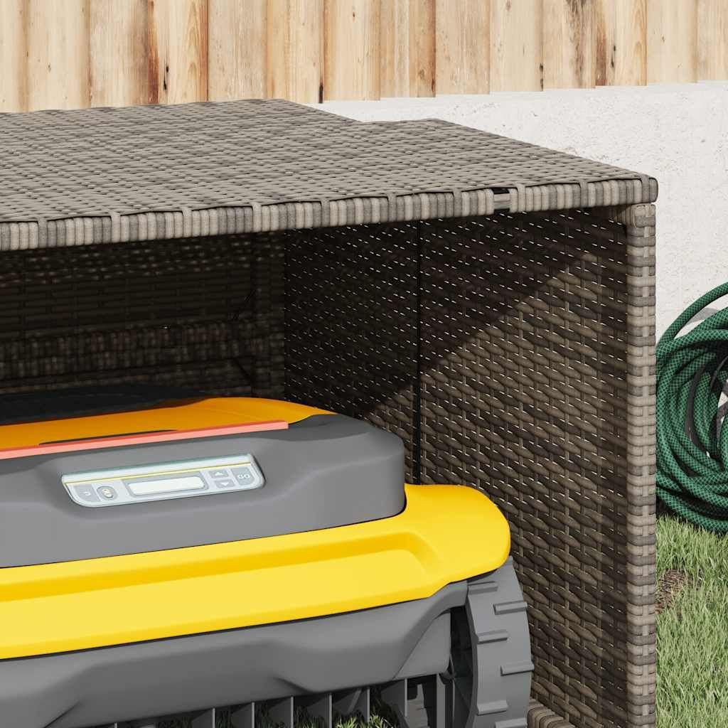 Mähroboter-Garage Grau 86x90x52/57 cm Poly Rattan
