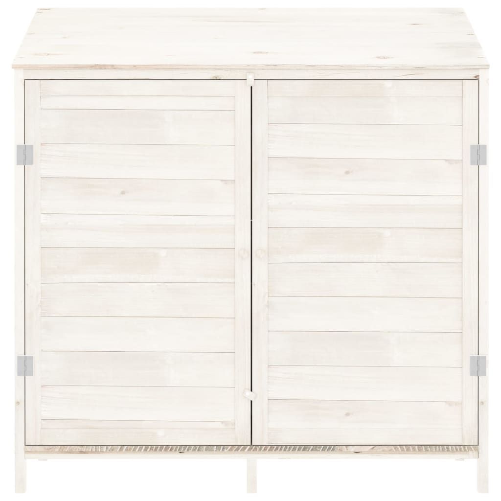 Geräteschuppen Weiß 102x52x112 cm Massivholz Tanne